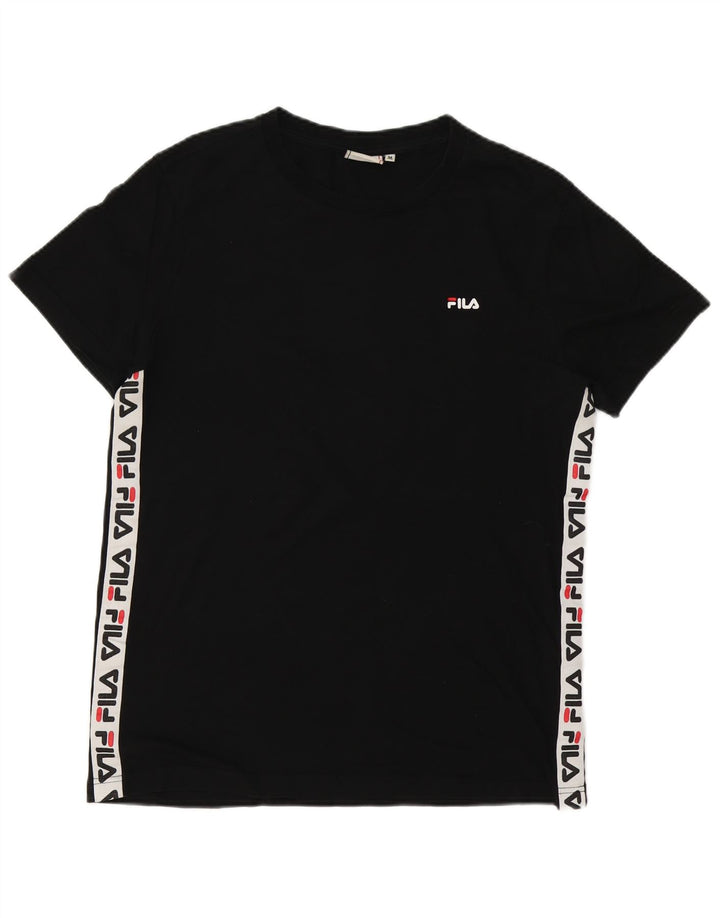 Fila Mens Graphic T-Shirt Top Medium Black Colourblock Cotton