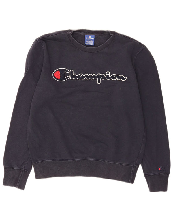 Champion Mens Graphic Sweatshirt Jumper Small Navy Blue Cotton