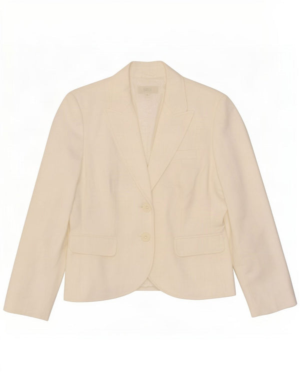 Marks & Spencer Womens 2 Button Blazer Jacket UK 14 Medium White Polyester