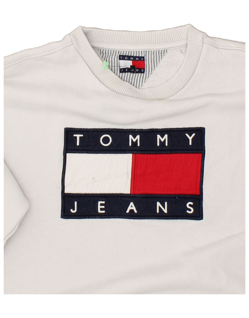 TOMMY HILFIGER Boys Graphic Sweatshirt Jumper 11-12 Years White Cotton | Vintage Tommy Hilfiger | Thrift | Second-Hand Tommy Hilfiger | Used Clothing | Messina Hembry 