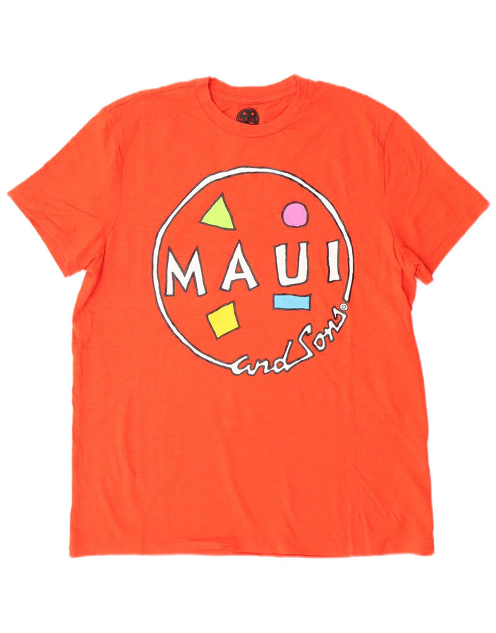 Maui and Sons Mens Graphic T-Shirt Top Medium Orange Cotton