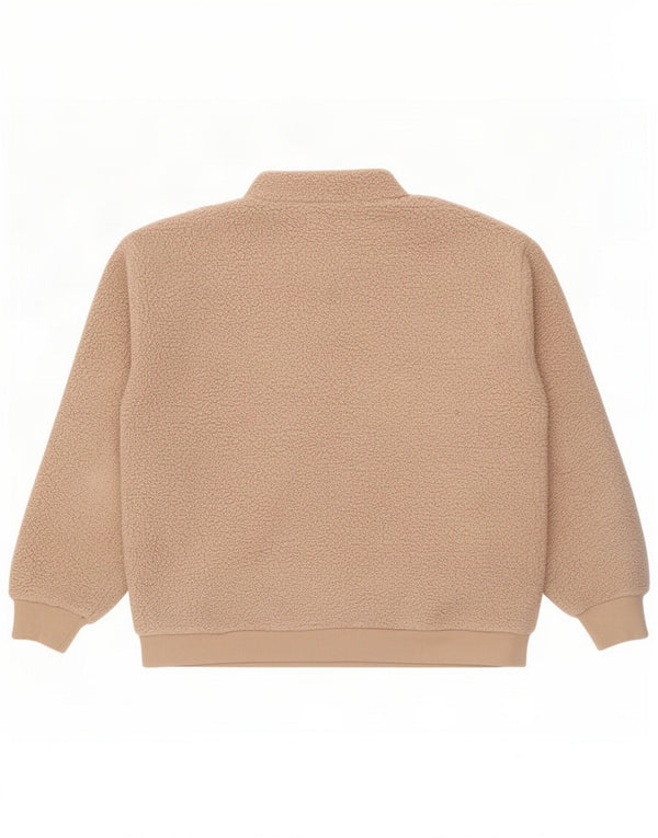 Anthropologie Womens Zip Neck Fleece Jumper UK 16 Large Beige Polyester