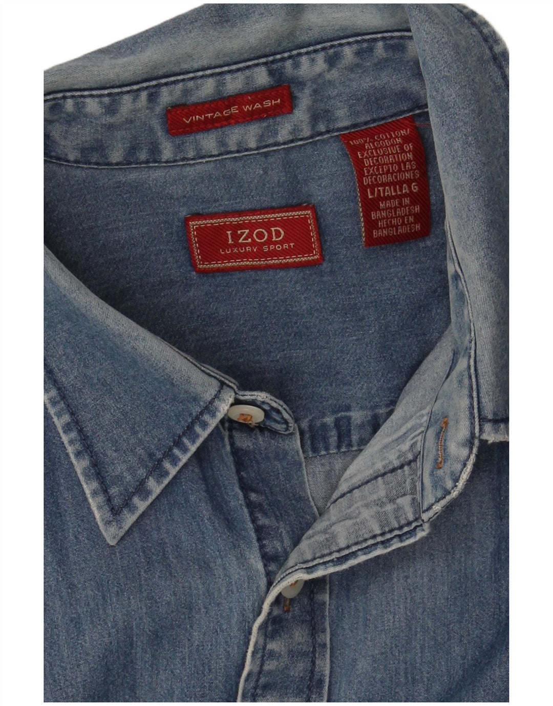 Izod Mens Denim Shirt Large Blue Cotton