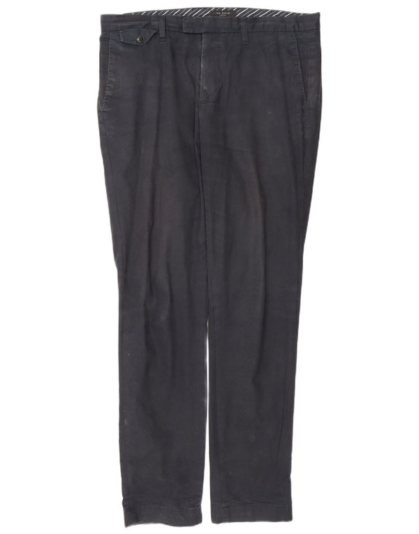 Ted Baker Mens Slim Chino Trousers W34 L31 Navy Blue Cotton