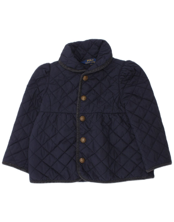 Polo Ralph Lauren Girls Quilted Jacket 2-3 Years Navy Blue Polyester
