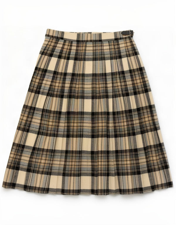 James Dalgliesh Womens Wrap Skirt UK 16 Large W32 Beige Plaid New Wool
