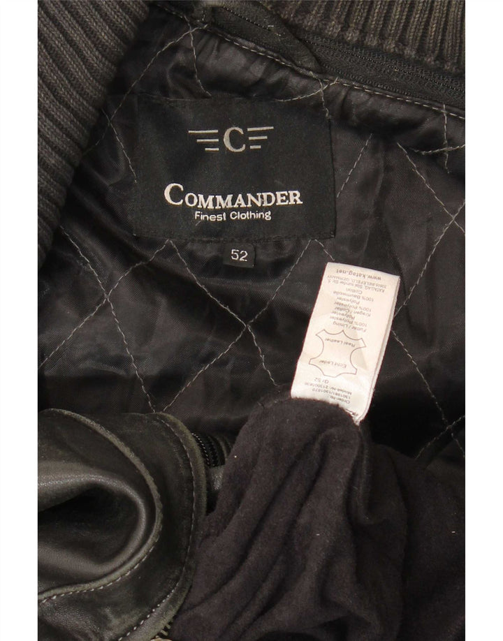 Commander Mens Leather Jacket IT 52 XL Black Leather