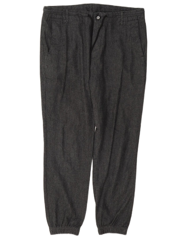 Massimo Dutti Mens Chino Trousers EU 42 Large W32 L28 Grey Herringbone