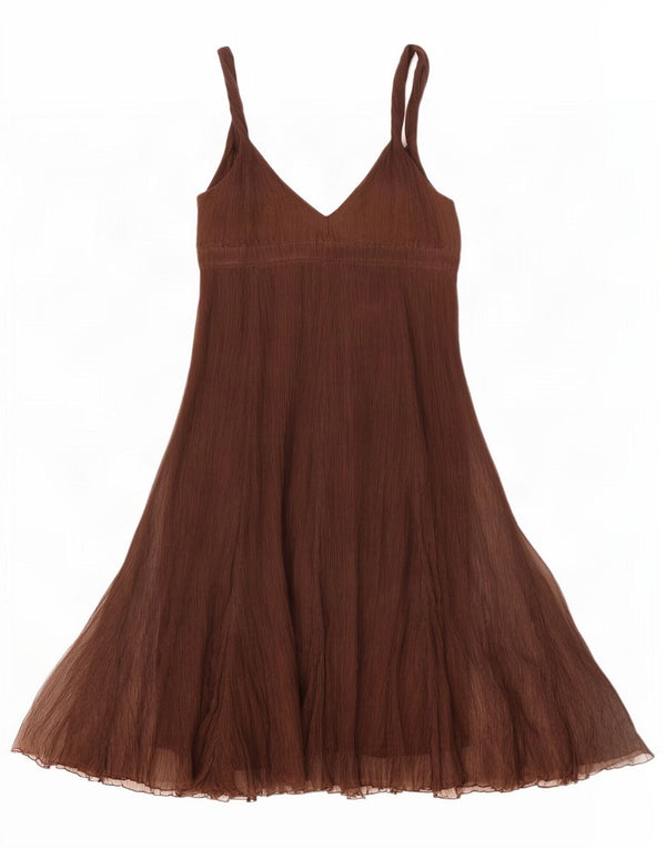 Marella Womens Sleeveless A-Line Dress UK 8 Small Brown