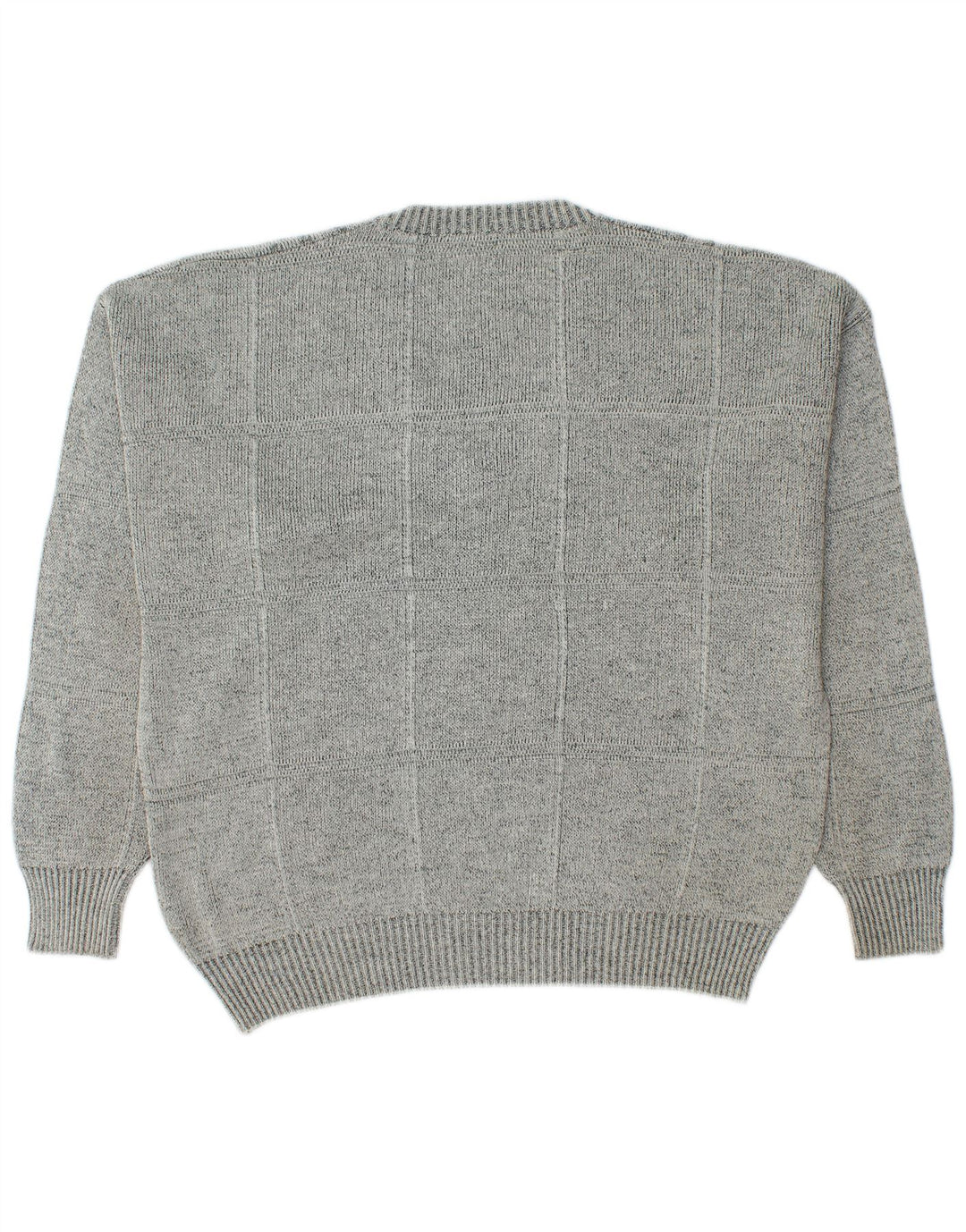 Vintage Mens V-Neck Jumper Sweater IT 50 Medium Grey Geometric