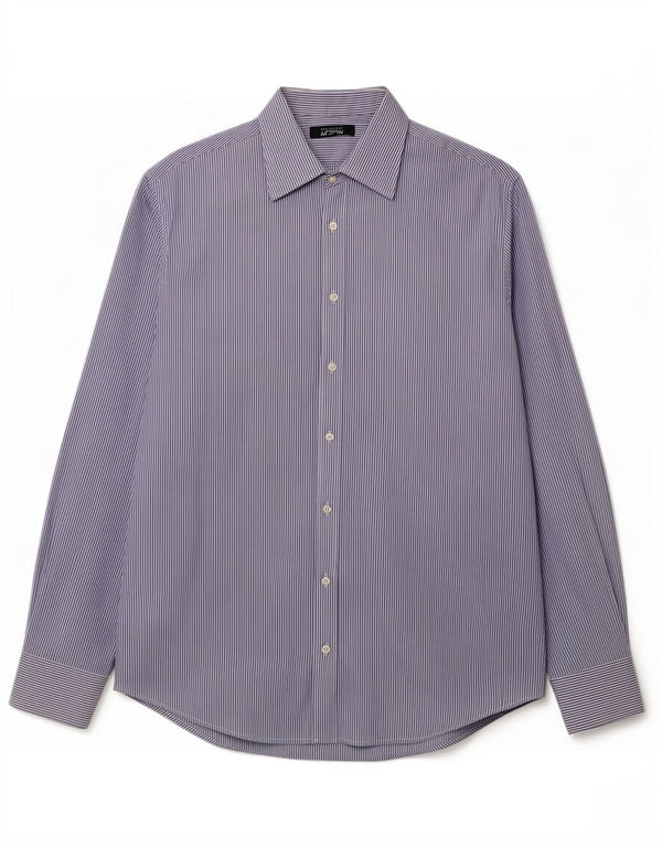 Trussardi Mens Shirt XL Blue Pinstripe Cotton