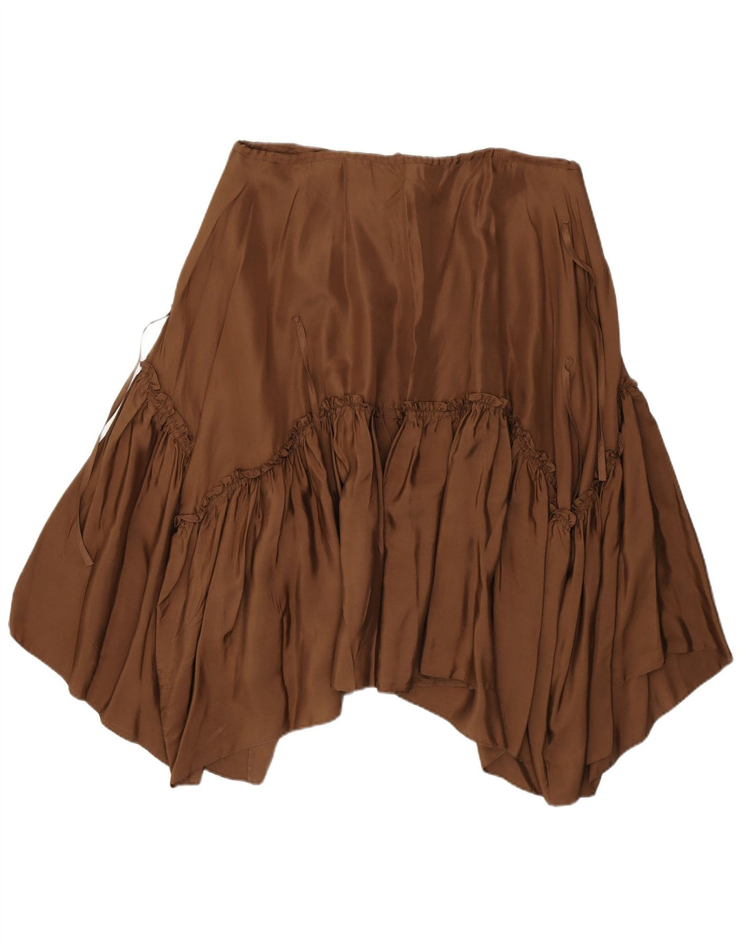 BCBGMAXAZRIA Womens Asymmetrical Skirt Medium W30 Brown Silk