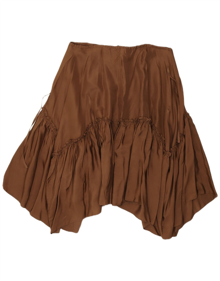 BCBGMAXAZRIA Womens Asymmetrical Skirt Medium W30 Brown Silk