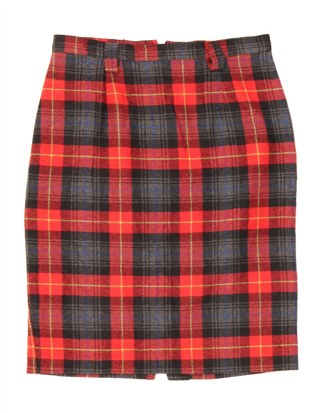 VINTAGE Womens Pencil Skirt IT 46 Large W30  Red Plaid Wool Vintage Vintage and Second-Hand Vintage from Messina Hembry 