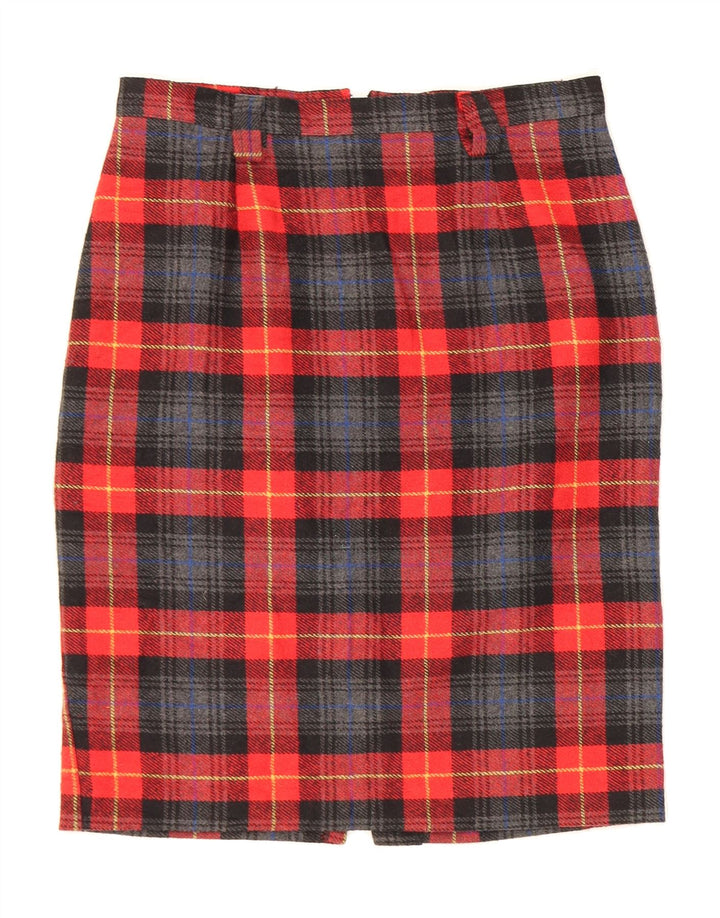 VINTAGE Womens Pencil Skirt IT 46 Large W30  Red Plaid Wool Vintage Vintage and Second-Hand Vintage from Messina Hembry 