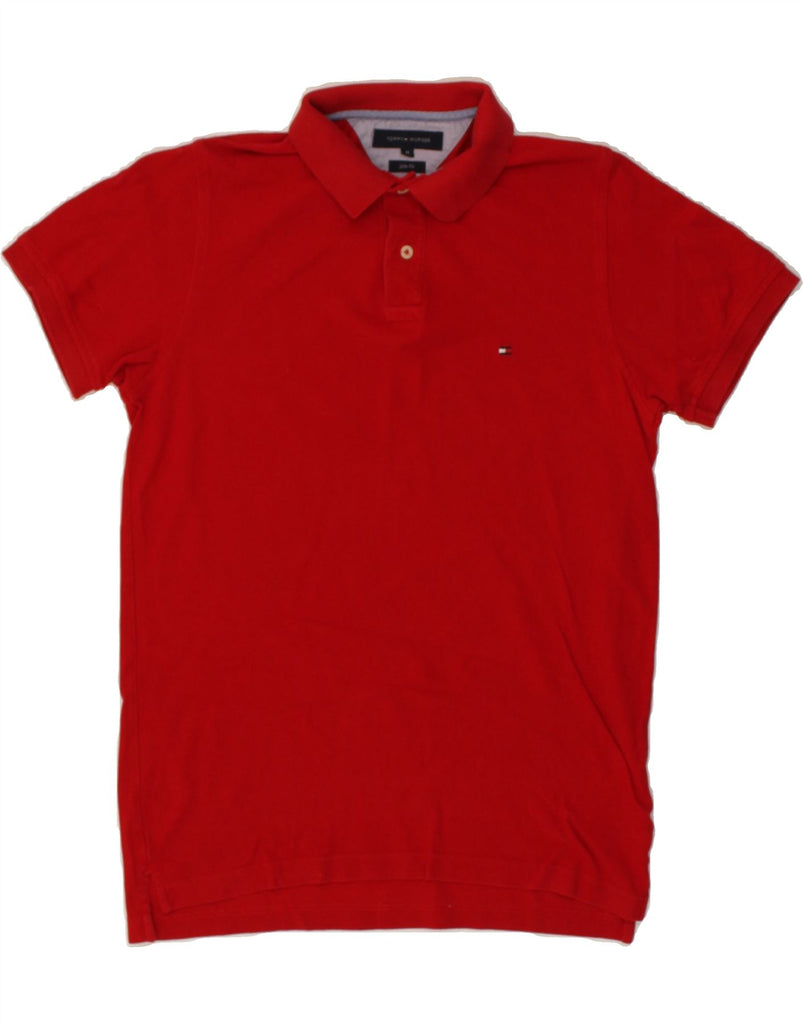 TOMMY HILFIGER Mens Slim Fit Polo Shirt Medium Red Cotton | Vintage Tommy Hilfiger | Thrift | Second-Hand Tommy Hilfiger | Used Clothing | Messina Hembry 