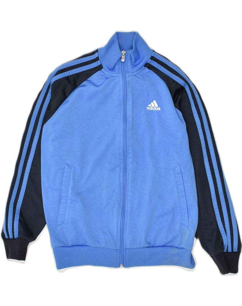 ADIDAS Boys Climalite Tracksuit Top Jacket 9-10 Years Blue Colourblock | Vintage Adidas | Thrift | Second-Hand Adidas | Used Clothing | Messina Hembry 