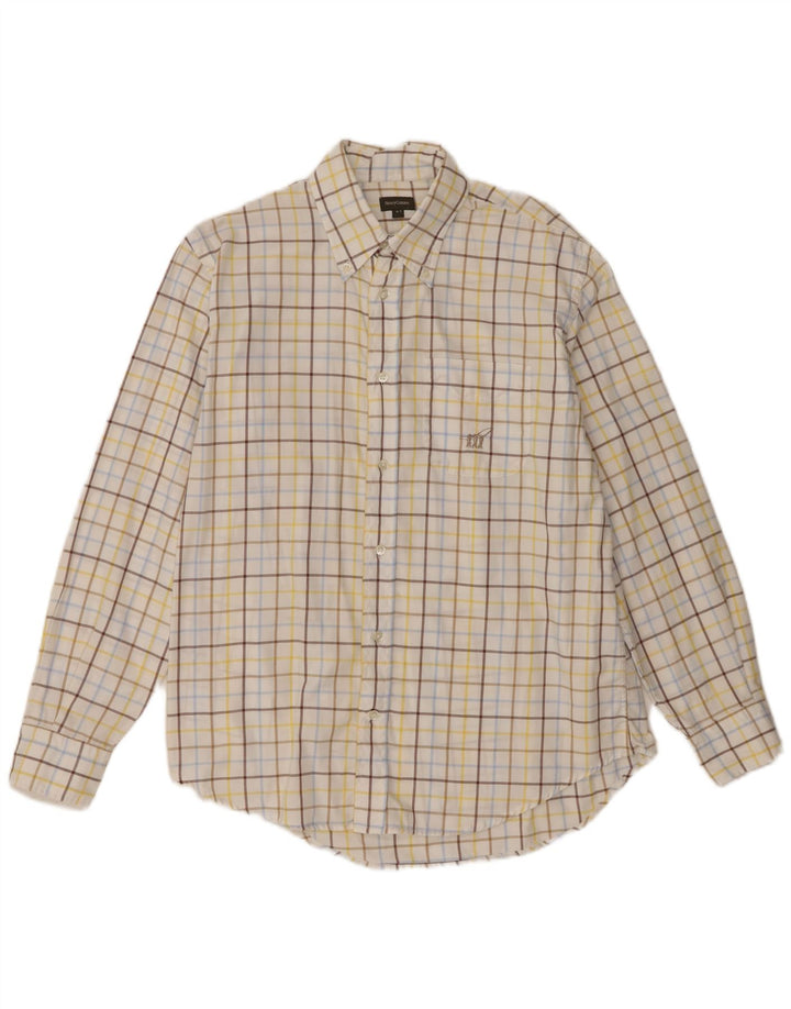 Henry Cottons Mens Shirt Size 41 Medium White Check Cotton