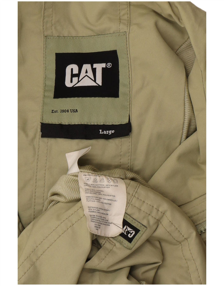 CAT Mens Hooded Anorak Jacket UK 40 Large Khaki Cotton
