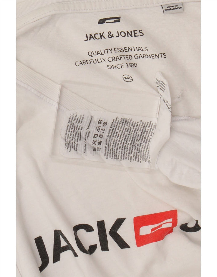 JACK & JONES Mens Graphic T-Shirt Top 2XL White Cotton