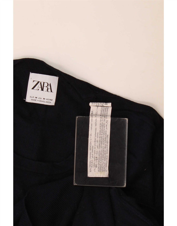 Zara Mens Crew Neck Jumper Sweater Medium Navy Blue Viscose