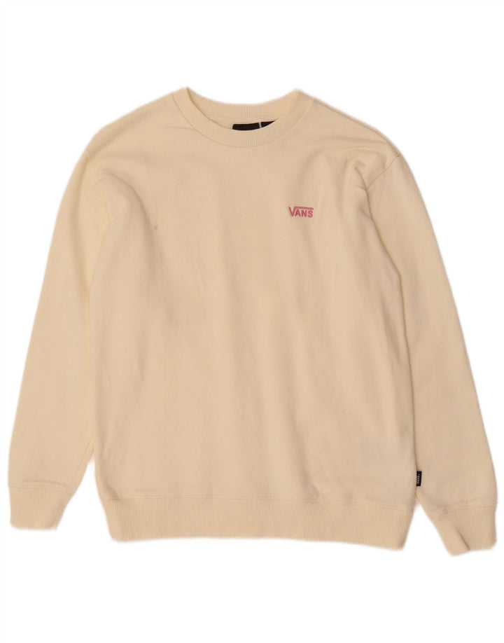 VANS Womens Sweatshirt Jumper UK 6 XS Off White Cotton