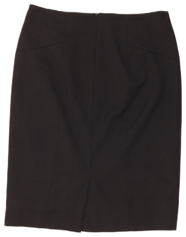 REISS Womens Straight Skirt UK 14 Large W32  Black Wool