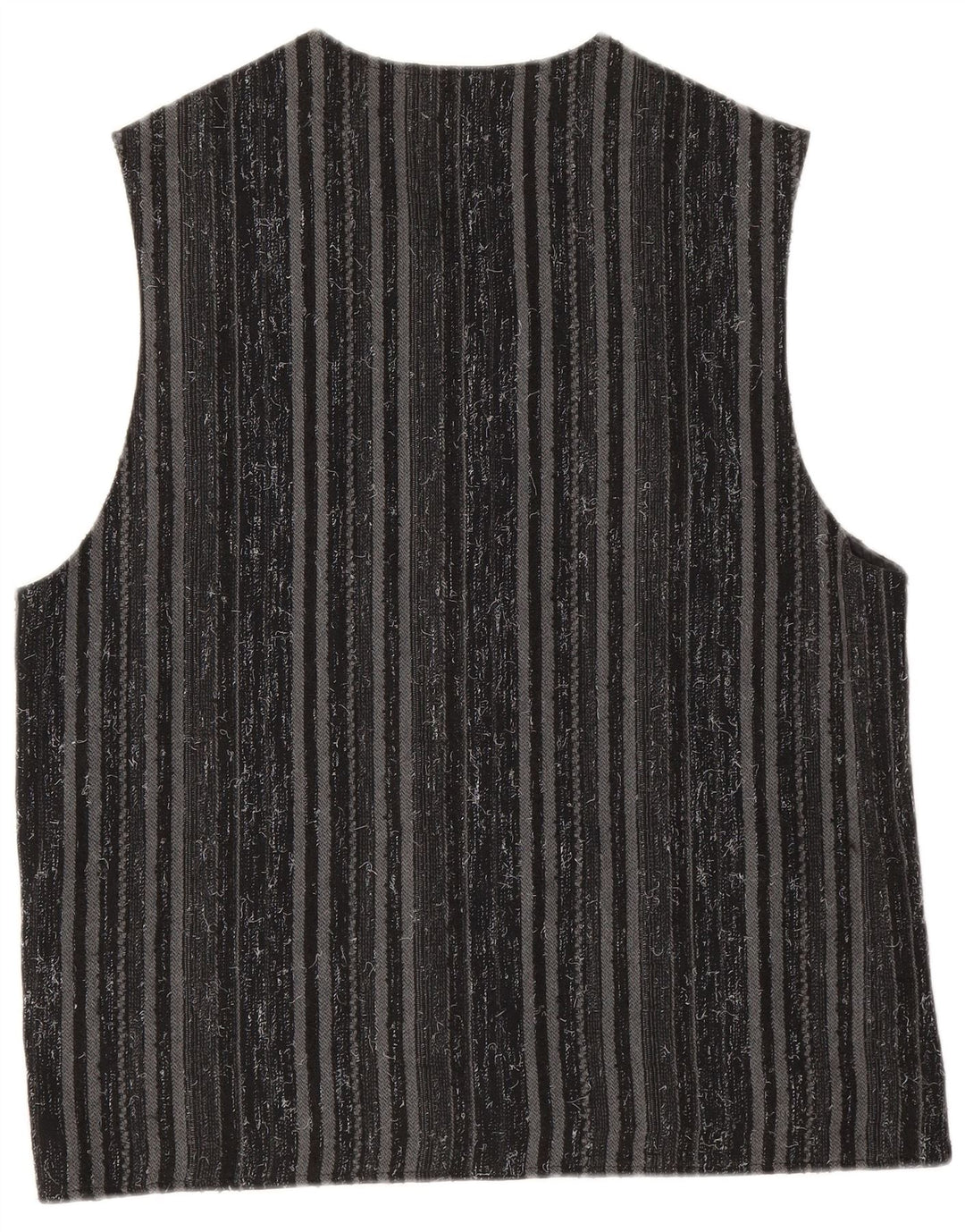 Vintage Mens Waistcoat Medium Black Striped Polyester