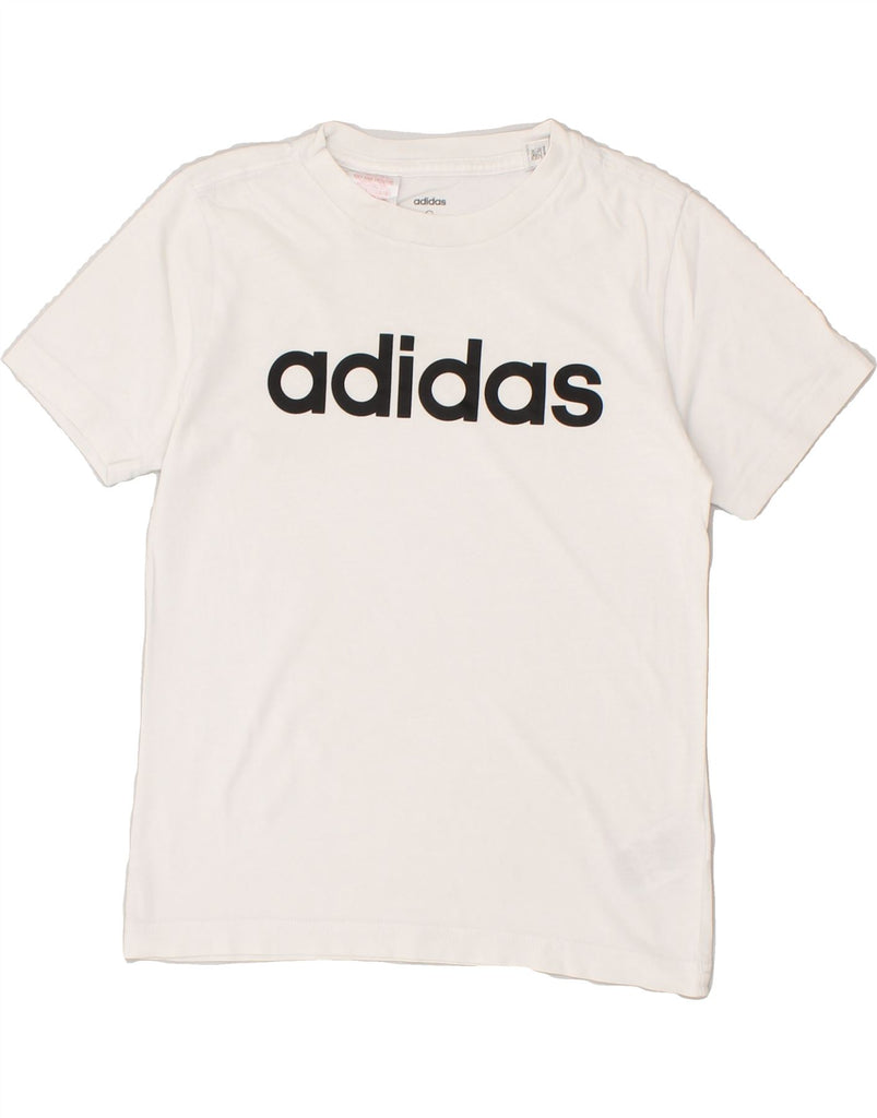 ADIDAS Boys Graphic T-Shirt Top 9-10 Years Small White Cotton | Vintage Adidas | Thrift | Second-Hand Adidas | Used Clothing | Messina Hembry 