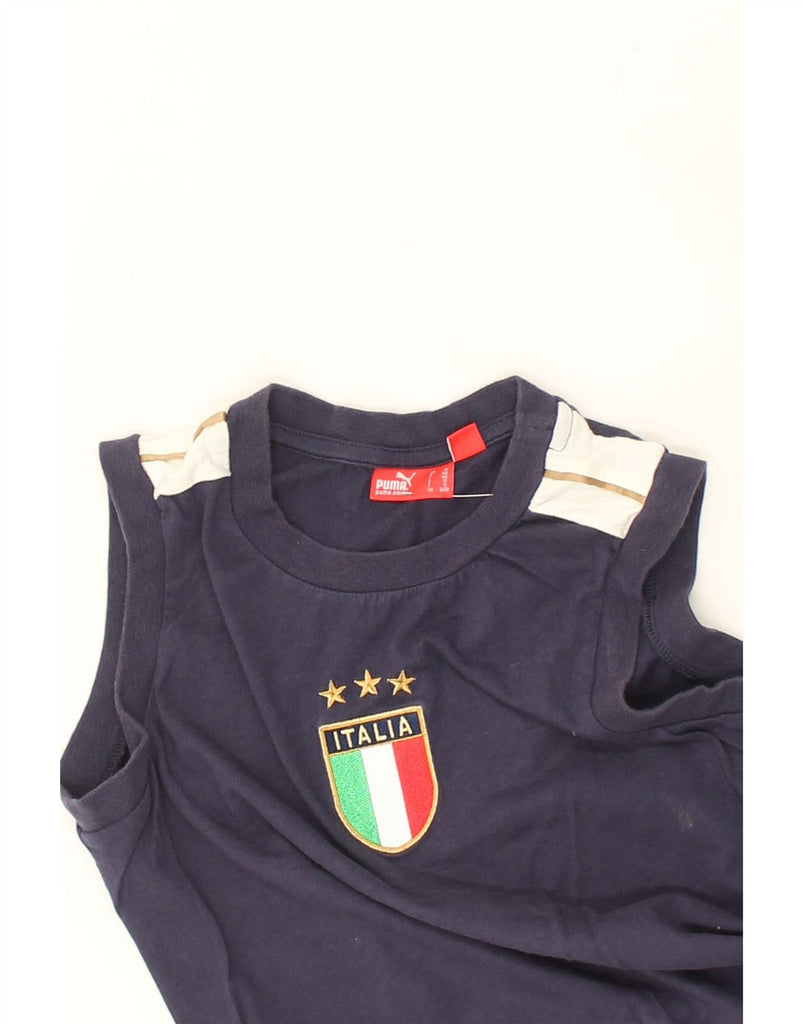 PUMA Boys Graphic Vest Top 9-10 Years Medium Navy Blue Cotton | Vintage Puma | Thrift | Second-Hand Puma | Used Clothing | Messina Hembry 