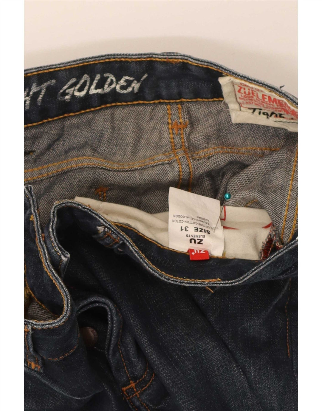 Zu Elements Mens Straight Jeans W31 L31 Navy Blue Cotton