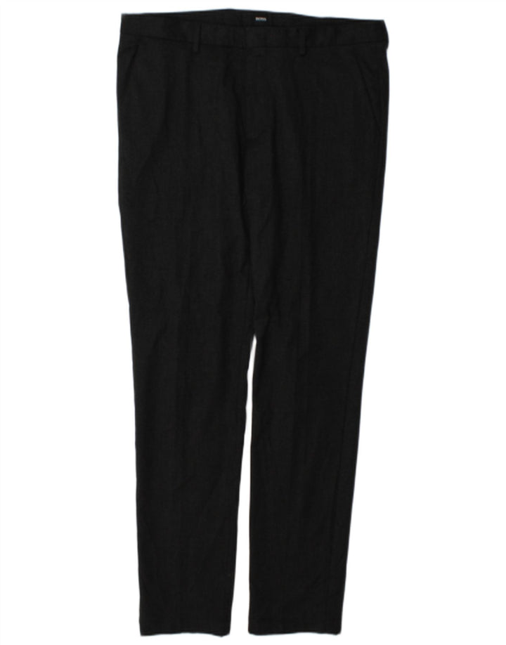 Hugo Boss Mens Slim Chino Trousers EU 50 Large W34 L32 Grey Polyester