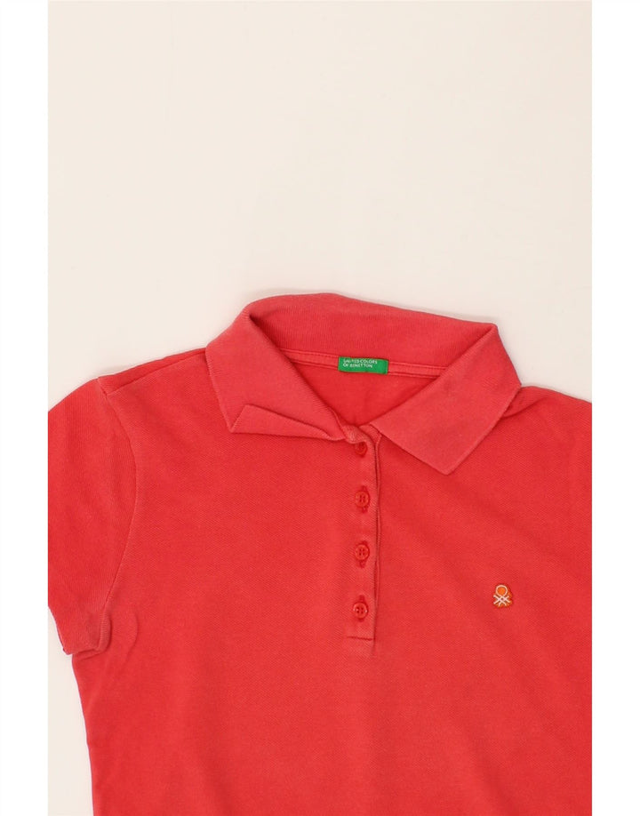 BENETTON Girls Polo Shirt 11-12 Years Red Vintage Benetton and Second-Hand Benetton from Messina Hembry 