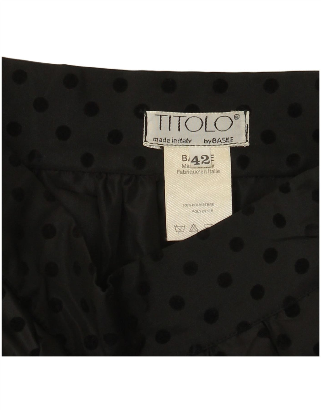 BASILE Womens High Waist A-Line Skirt IT 42 Medium W24 Black Polka Dot