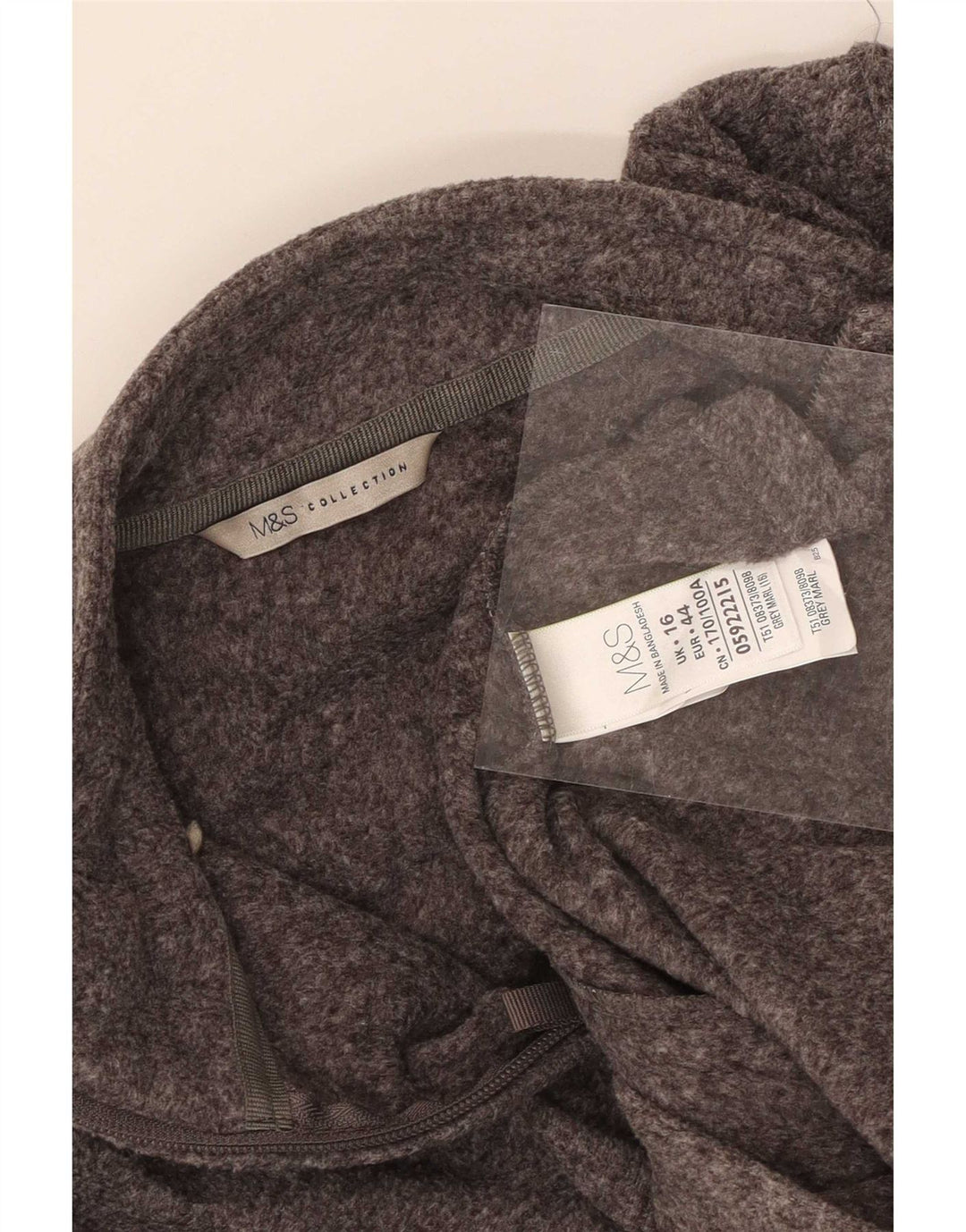 Marks & Spencer Womens Fleece Jacket UK 16 Large Grey Polyester