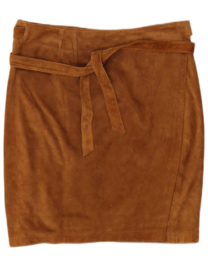 Bottega Womens Suede Wrap Skirt W30 Medium Brown