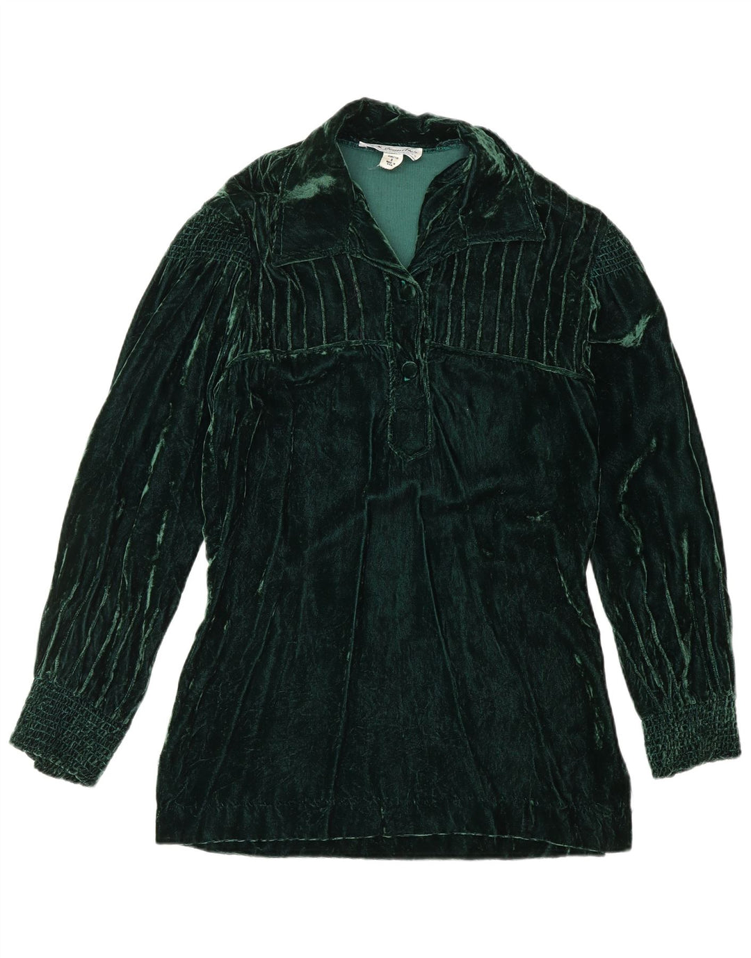VINTAGE Womens Velvet Pullover Shirt US 8 Medium Green