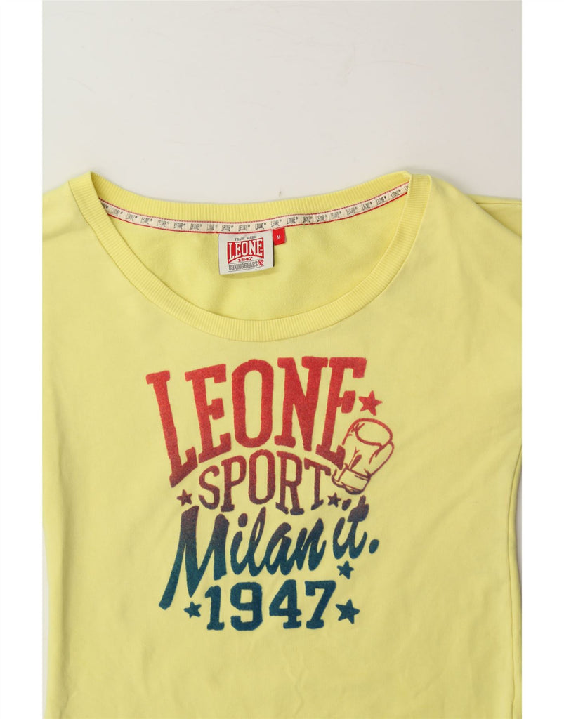 VINTAGE Girls Graphic Sweatshirt Jumper 13-14 Years Medium Yellow Cotton Vintage Vintage and Second-Hand Vintage from Messina Hembry 