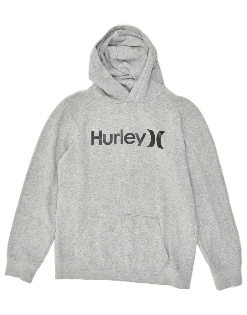 HURLEY Boys Graphic Hoodie Jumper 13-14 Years XL Grey Cotton | Vintage Hurley | Thrift | Second-Hand Hurley | Used Clothing | Messina Hembry 