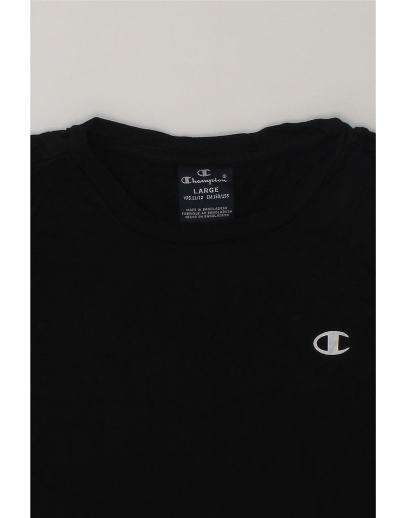 CHAMPION Boys T-Shirt Top 11-12 Years Large Black Cotton | Vintage Champion | Thrift | Second-Hand Champion | Used Clothing | Messina Hembry 