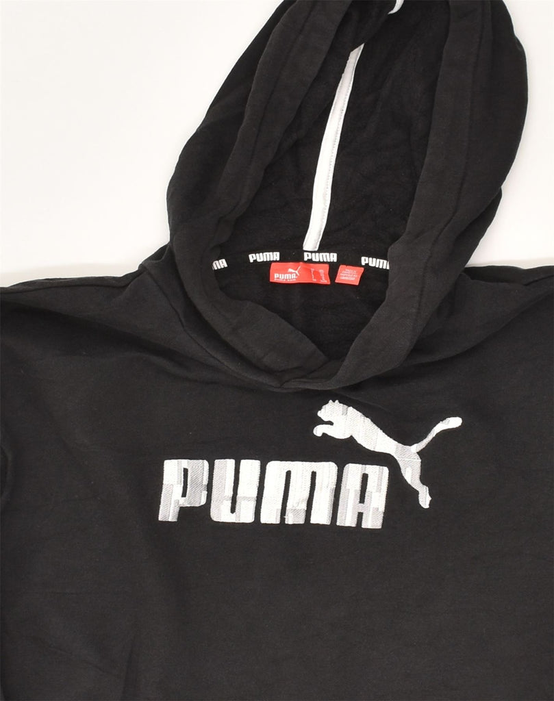 PUMA Boys Graphic Hoodie Jumper 15-16 Years Black Cotton | Vintage Puma | Thrift | Second-Hand Puma | Used Clothing | Messina Hembry 