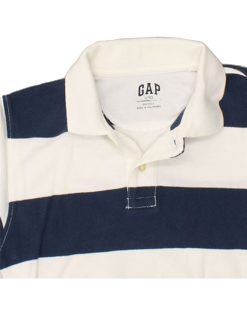 GAP Boys Polo Shirt 9-10 Years Large Navy Blue Striped Cotton | Vintage Gap | Thrift | Second-Hand Gap | Used Clothing | Messina Hembry 