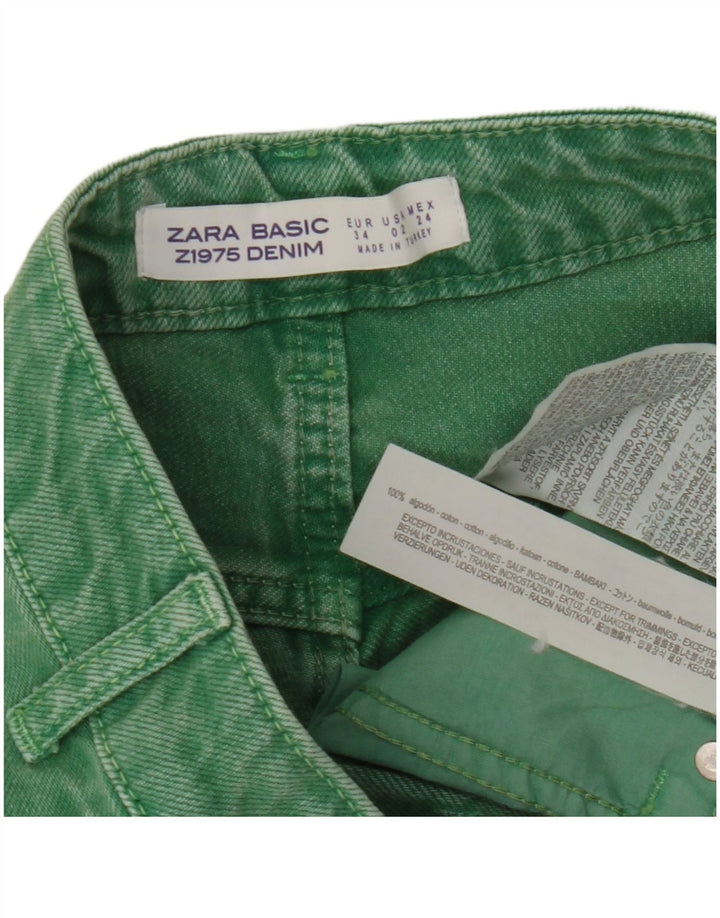Zara Womens Denim Shorts EU 34 2XS W24  Green Cotton