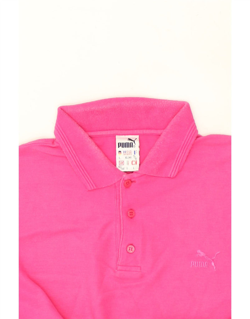 PUMA Mens Polo Shirt Size 42/44 Large Pink Cotton | Vintage Puma | Thrift | Second-Hand Puma | Used Clothing | Messina Hembry 