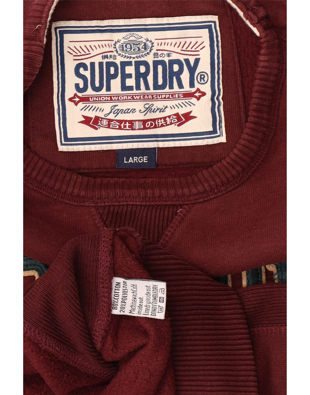 Superdry Mens Graphic Sweatshirt Jumper Large Burgundy Cotton