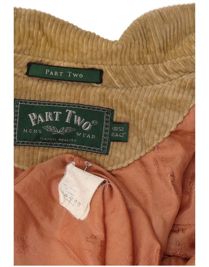Part Two Mens Corduroy 3 Button Blazer Jacket US 42 XL Beige Cotton