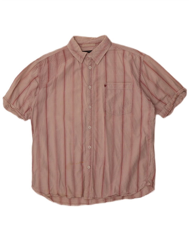 Wrangler Mens Short Sleeve Shirt XL Pink Striped