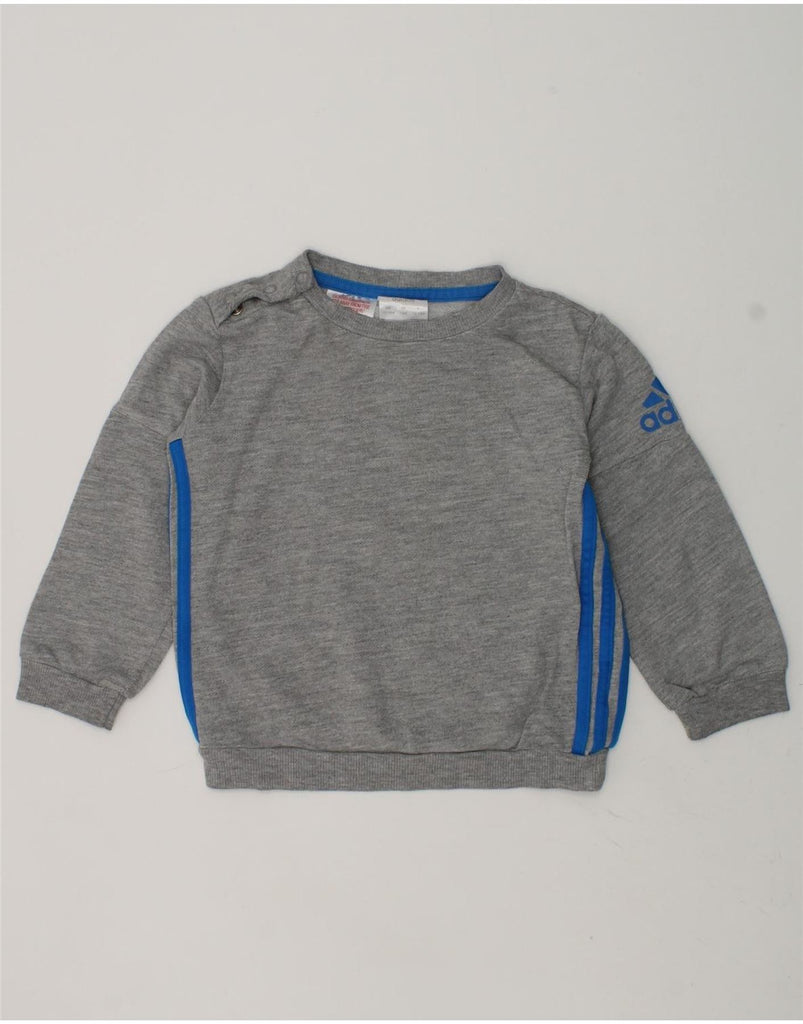 ADIDAS Baby Boys Graphic Sweatshirt Jumper 12-18 Months Grey Cotton | Vintage Adidas | Thrift | Second-Hand Adidas | Used Clothing | Messina Hembry 