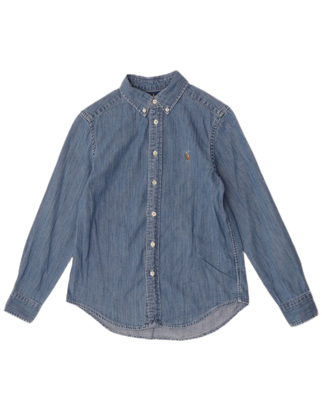 Ralph Lauren Boys Denim Shirt 10-11 Years Medium Blue Cotton