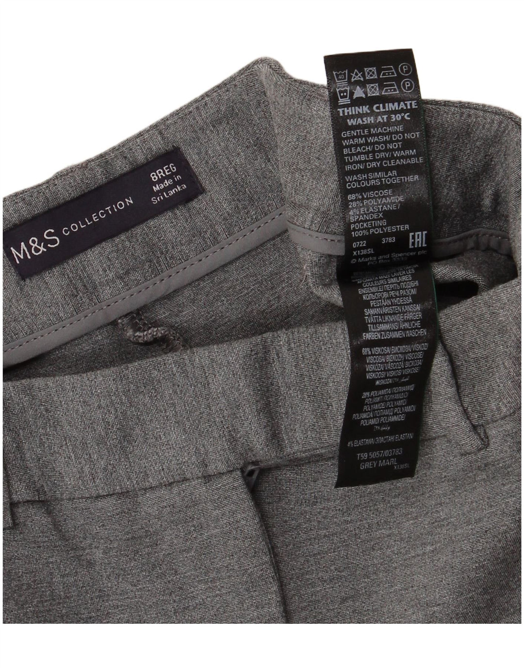 MARKS & SPENCER Womens Straight Casual Trousers UK 8 Small W26 L25 Grey